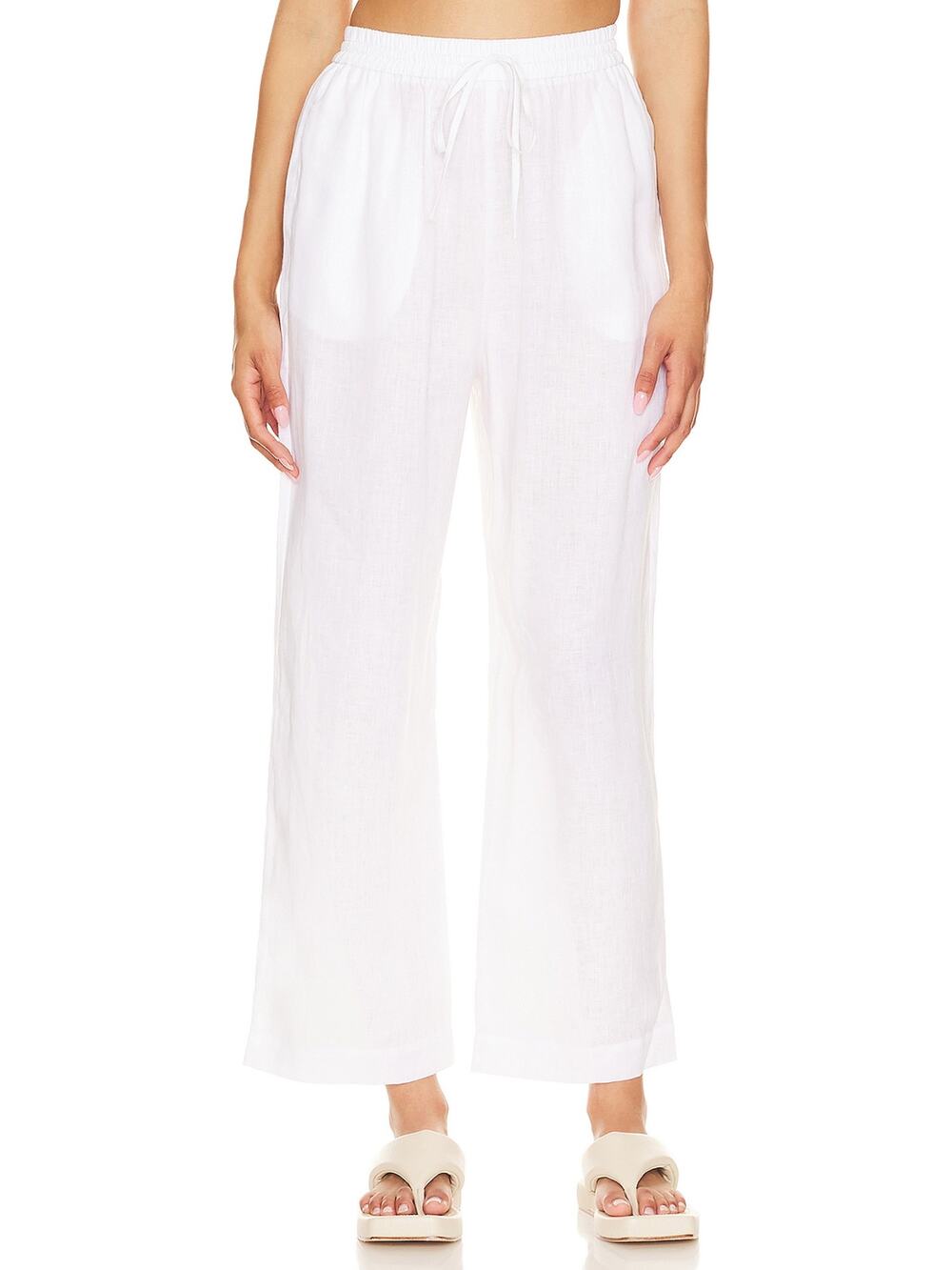 Seafolly Relaxed White Linen Trousers Size M